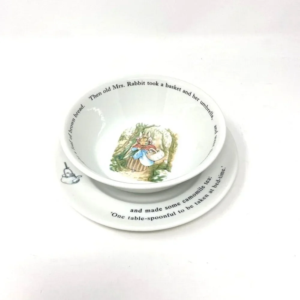 Peter Rabbit by Wedgwood Child Bread Butter Plate and Coupe Cereal Bowl Set